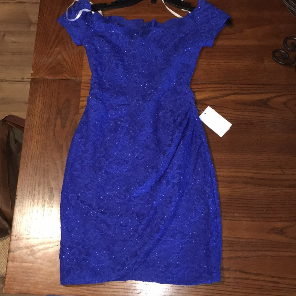 Sparkly Blue Body Con Mini Dress